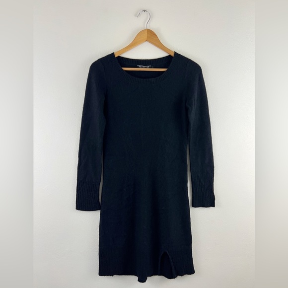 Peruvian Connection (Black) Royal Alpaca Long Sleeve Cable Knit Midi Dress/Tunic - Picture 2 of 9